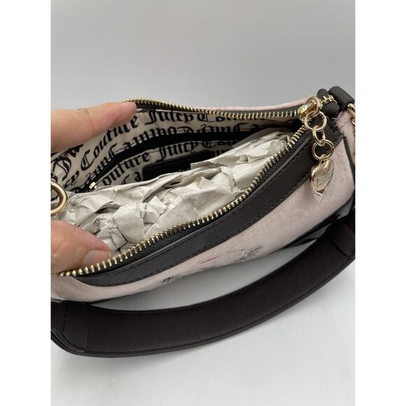 Juicy Couture Royal Heritage Velour Shoulder Bag Pink/Brown NEW With Tags - Picture 7 of 7